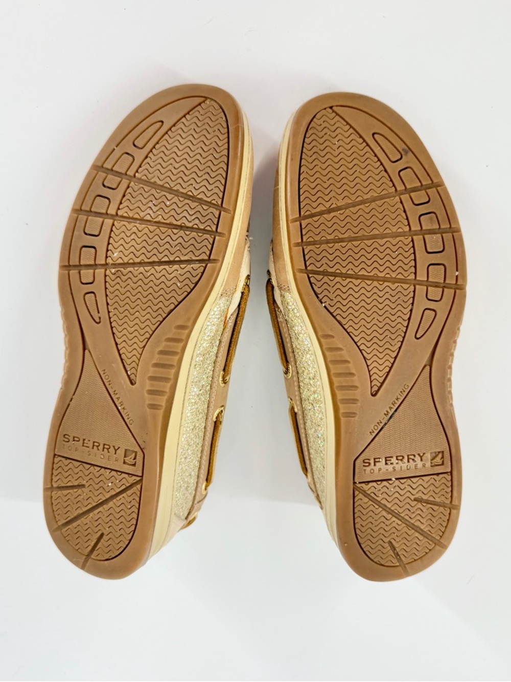 Sperry Top-Sider Loafers Women’s 6.5M Boat Shoes Tan Leather Glitter Accent - Picture 6 of 7